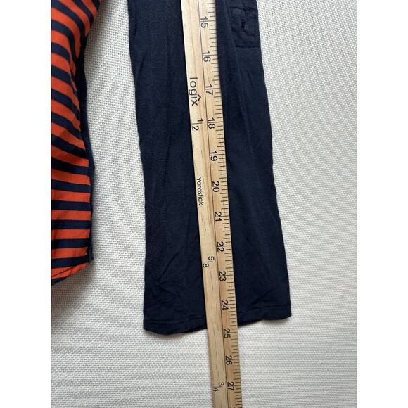 Michael Kors Women’s Sz L Navy Orange Striped Top Long Sleeve V-Neck - Picture 14 of 15